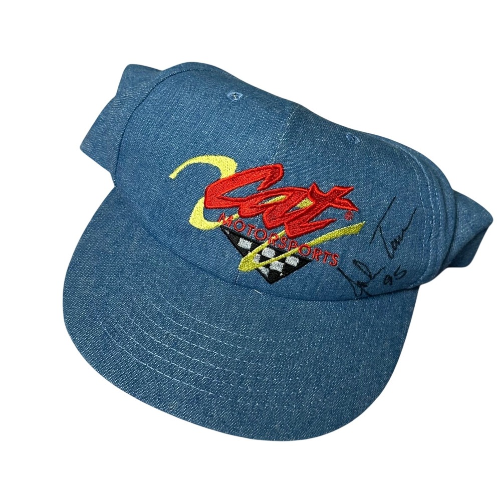 CAT Motorsports Denim Snapback Hat Embroidered Logo Racing Auto Vintage 90s